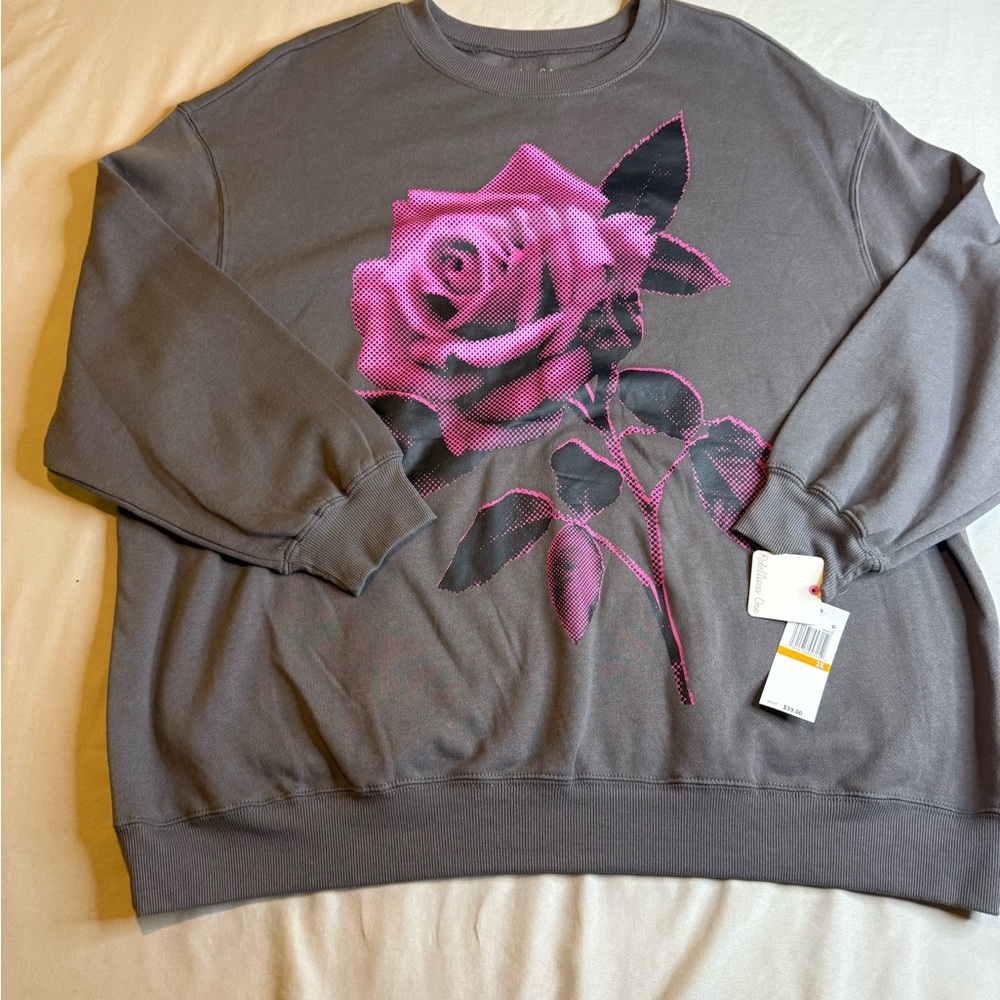 Rebellious One Gray Top with Pink Accents